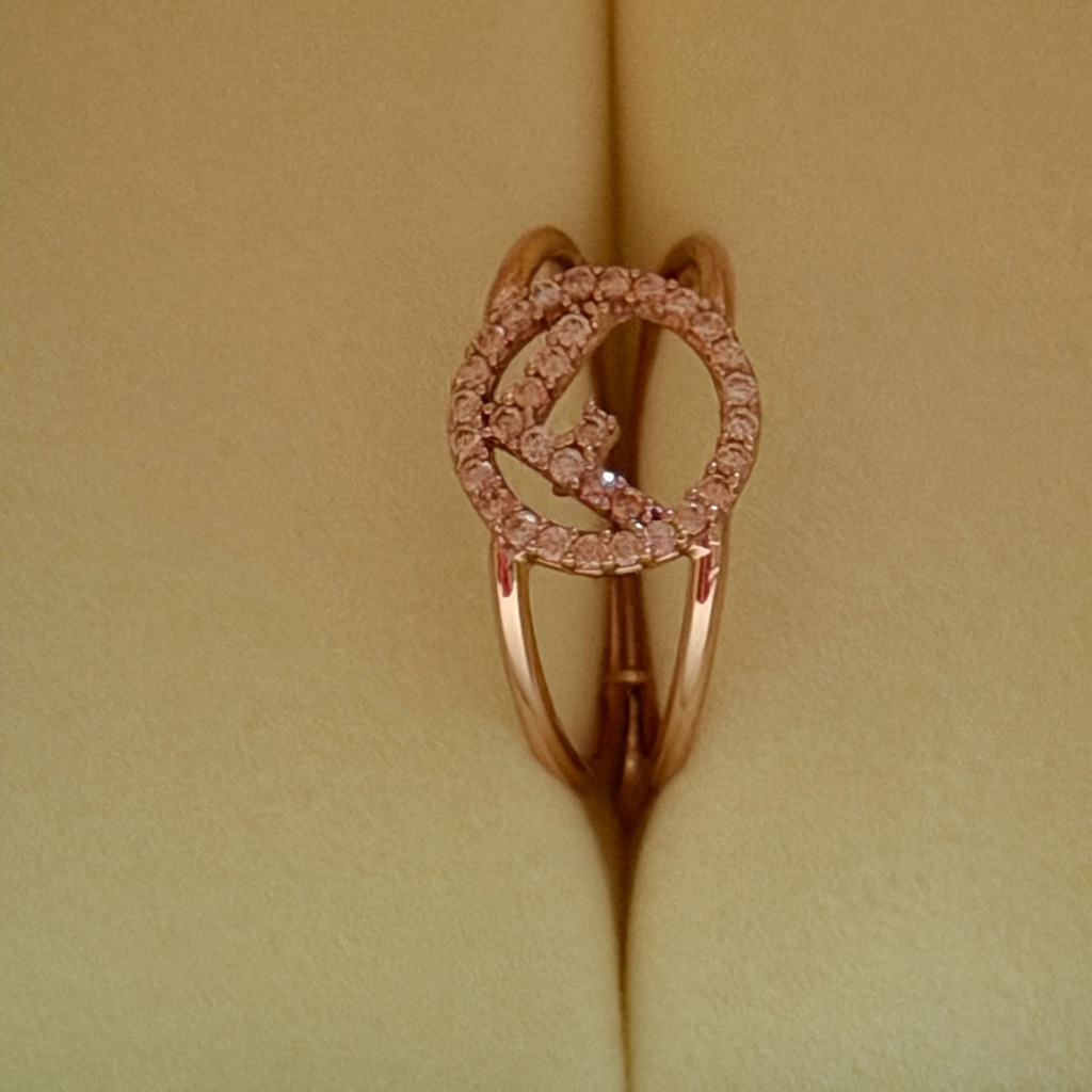 Preloved Fendi Elegant Rose Gold Ring With Crystal Accents Size 5 Comes With Box